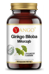 Ginkgo Biloba by Yango, 90 capsules supplement, 24% flavonoid glycosides, supports memory and concentration.